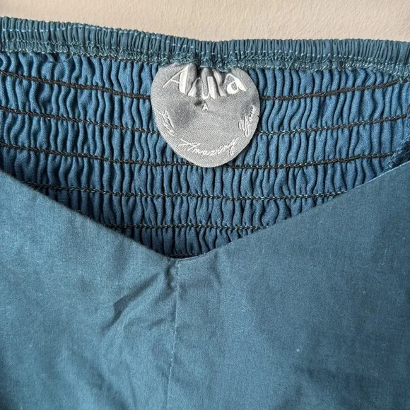 Arula Puff Sleeve Sweetheart Neckline Cotton Poplin A-Line Dark Teal Mini Dress